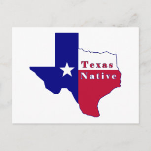 Cartão Postal Mapa do Sinalizador Nativo do Texas