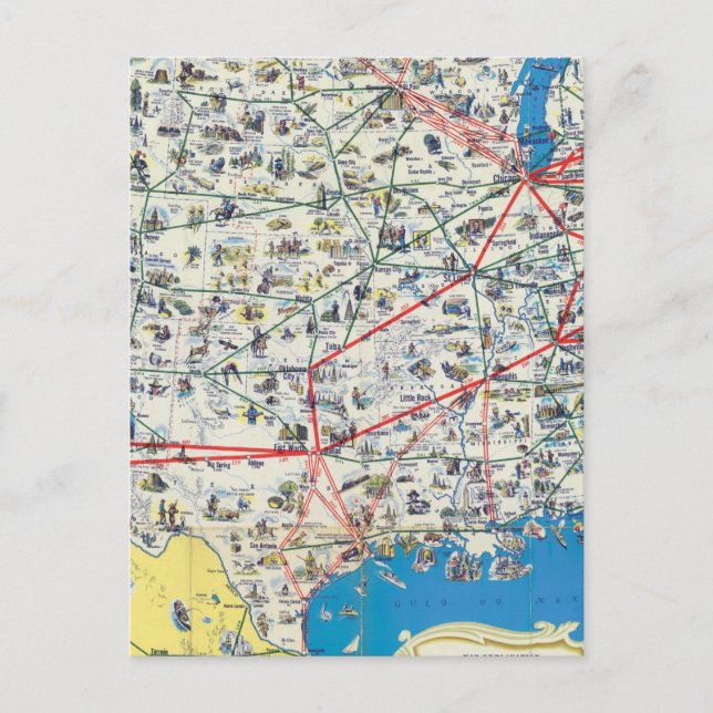 Cartão Postal mapa do sistema da American Airlines (Frente)