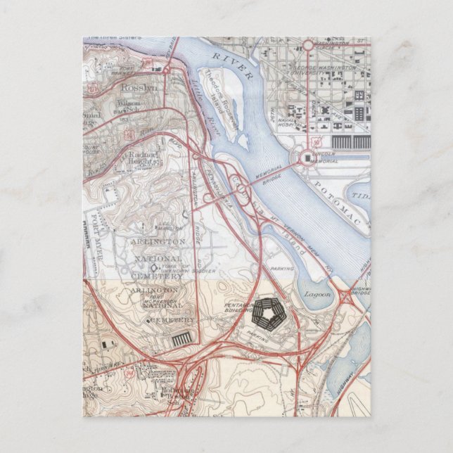 Cartão Postal Mapa do sistema rodoviário Pentágono (Frente)