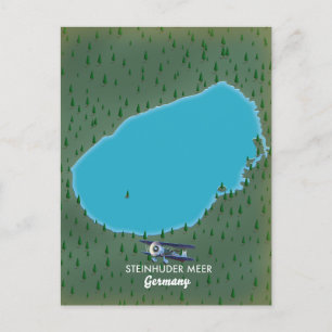 Cartão Postal Mapa do Steinhuder Meer Alemanha