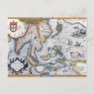 Cartão Postal Mapa do Sudeste Asiático e da Indonésia do século