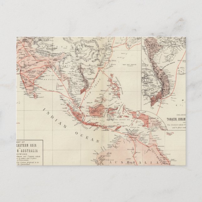 Cartão Postal Mapa do Sudeste Asiático e do Norte da Austrália (Frente)