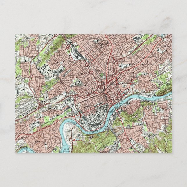 Cartão Postal Mapa do Tennessee Knoxville (1978) (Frente)