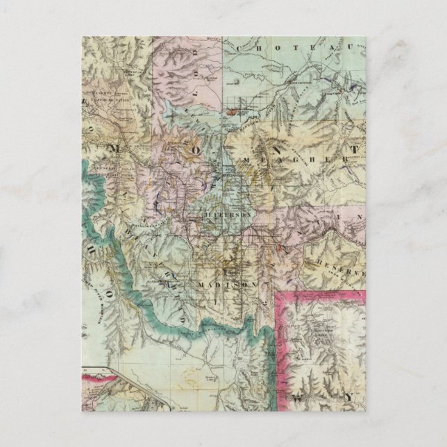 Cartão Postal Mapa Do Território De Montana (Frente)