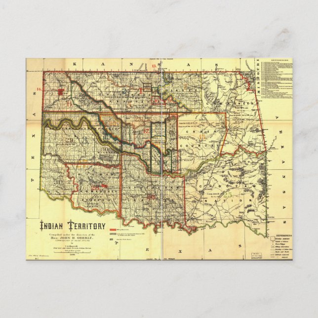 Cartão Postal Mapa do Território Indiano de 1889 (Frente)