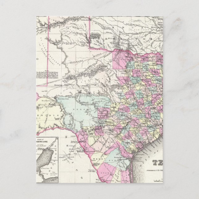 Cartão Postal Mapa do Texas (1855) (Frente)