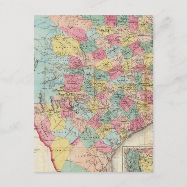 Cartão Postal Mapa do Texas de Cordova (Frente)