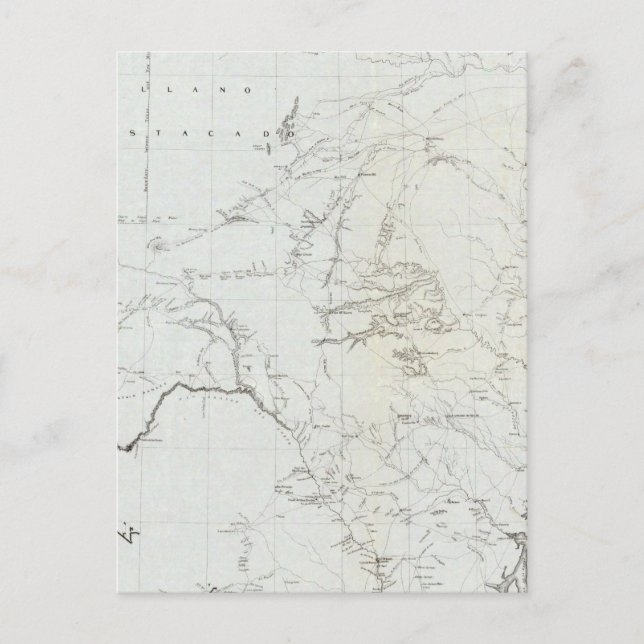 Cartão Postal Mapa do Texas e parte do Novo México (Frente)