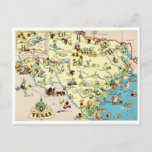 Cartão Postal Mapa do Texas Funny Vintage<br><div class="desc">Carinhoso mapa do Estado das Estrelas Solitárias.</div>