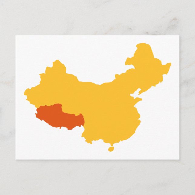 Cartão Postal Mapa do Tibete China (Frente)