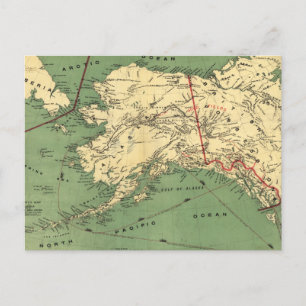 Cartão Postal Mapa do Vintage Alaska (1900)