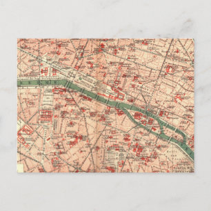 Cartão Postal Mapa do vintage de Paris France (1910)