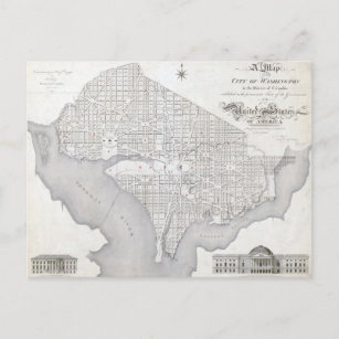 Cartão Postal Mapa do vintage do Washington DC