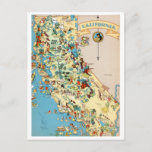 Cartão Postal Mapa do Vintage, Funny, da Califórnia<br><div class="desc">Caro e vivo mapa do Estado Ouro.</div>