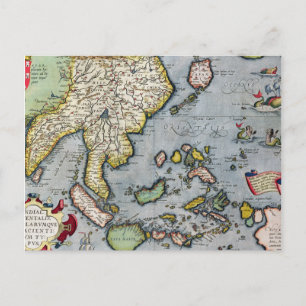 Cartão Postal Mapa do Vintage Índia à Nova Guiné