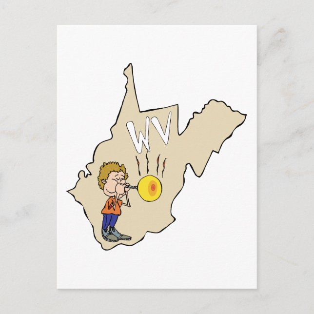 Cartão Postal Mapa do WV de West Virginia com o Vidro Soprando (Frente)