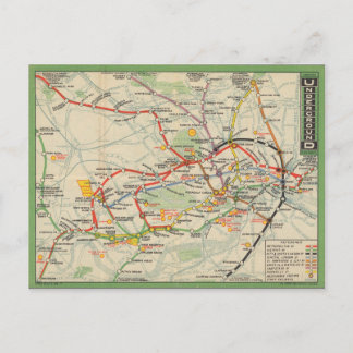 Cartão Postal Mapa dos Caminhos de Ferro Subterrâneos de Londres