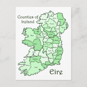Cartão Postal Mapa dos condados da Irlanda