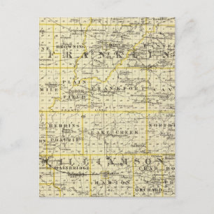 Cartão Postal Mapa dos condados Franklin e Williamson
