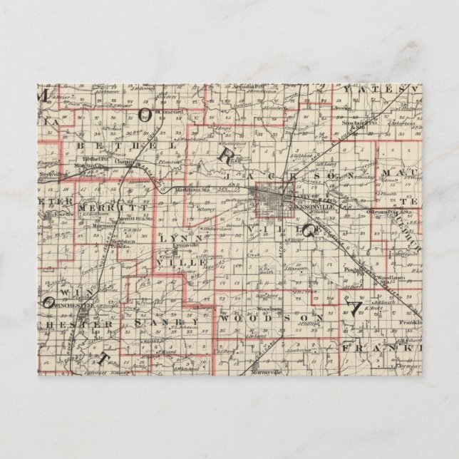 Cartão Postal Mapa dos condados Morgan & Scott (Frente)
