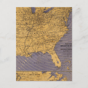 Cartão Postal Mapa dos Estados do Atlântico