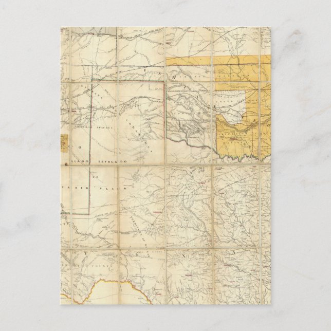 Cartão Postal Mapa Dos Estados Do Kansas E Do Texas (Frente)