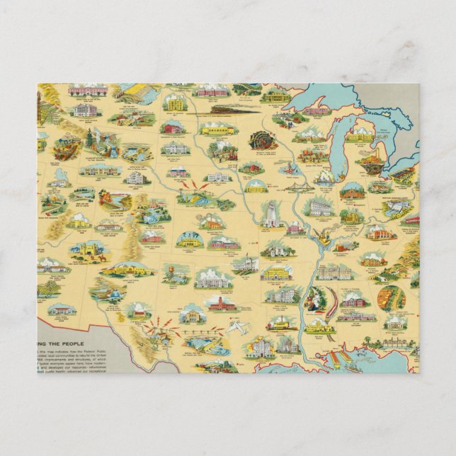 Cartão Postal Mapa dos Estados Unidos (Frente)