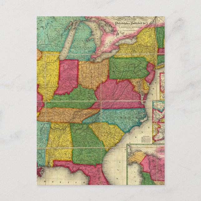 Cartão Postal Mapa dos Estados Unidos 2 (Frente)