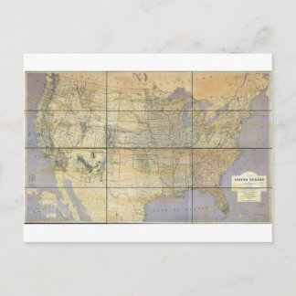 Cartão Postal Mapa dos Estados Unidos da América em 1873