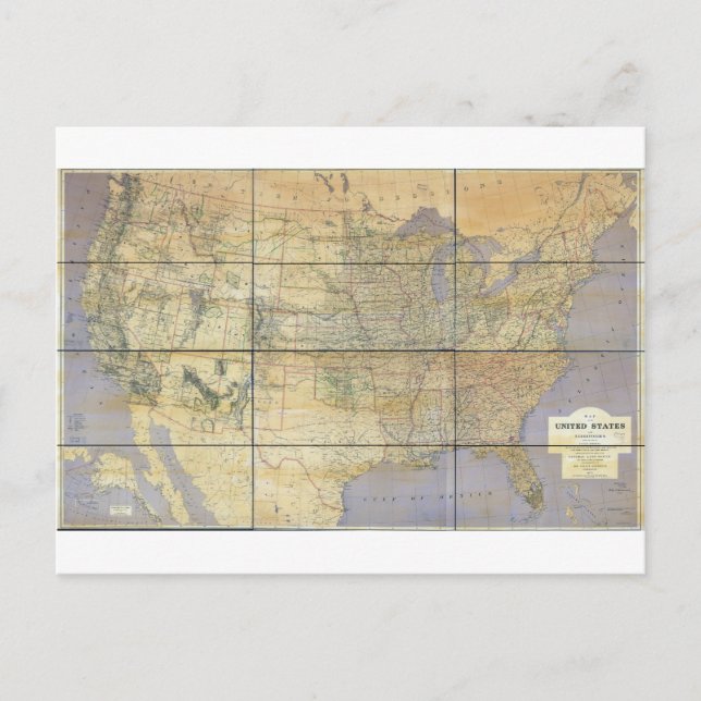 Cartão Postal Mapa dos Estados Unidos da América em 1873 (Frente)