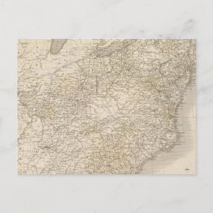 Cartão Postal Mapa dos Estados Unidos mostrando colonatos