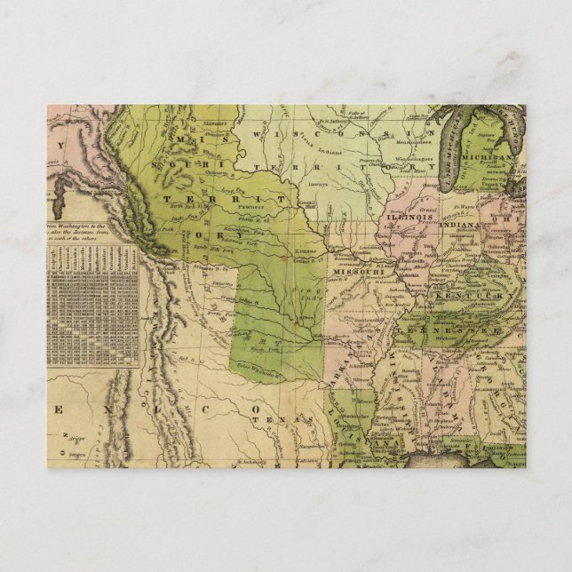 Cartão Postal Mapa dos Estados Unidos Olney (Frente)