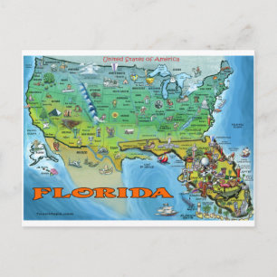 Cartão Postal Mapa dos EUA na Flórida