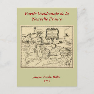 Cartão Postal Mapa dos Excelentes 1755 e Nova França / Canadá
