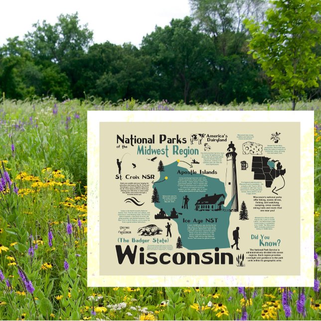 Cartão Postal Mapa dos Parques Nacionais de Wisconsin (Criador carregado)