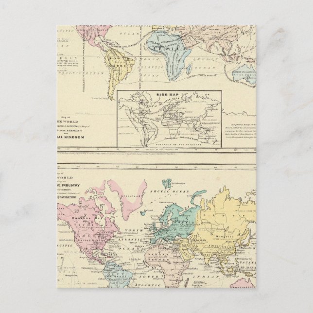 Cartão Postal Mapa em cor do Mundo (Frente)