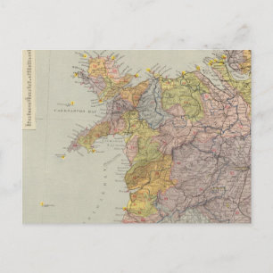Cartão Postal Mapa em d'água para Inglaterra, País de Gales 3