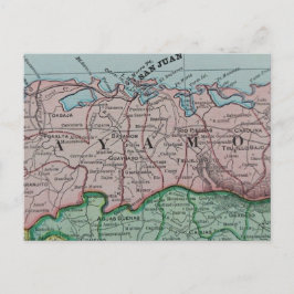 Cartão Postal Mapa Espanhol da Região San Juan de Porto Rico
