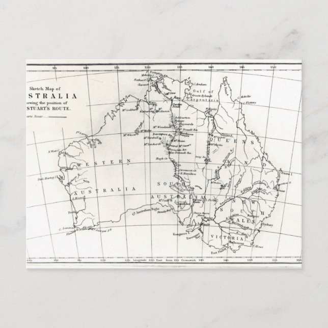 Cartão Postal Mapa esquemático da Austrália (Frente)