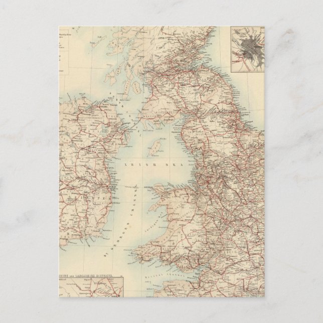 Cartão Postal Mapa ferroviário das Ilhas Britânicas (Frente)