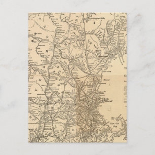 Cartão Postal Mapa ferroviário dos Estados da Nova Inglaterra