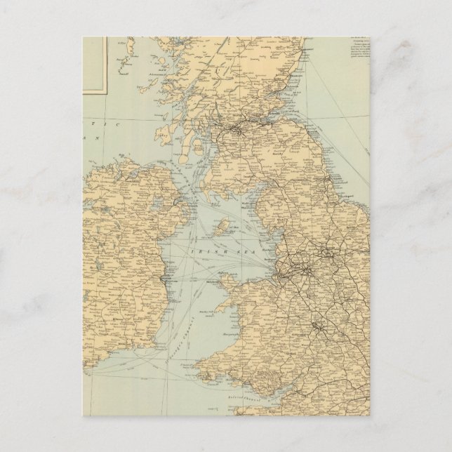 Cartão Postal Mapa ferroviário, Ilhas Britânicas (Frente)