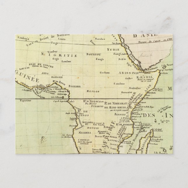 Cartão Postal Mapa físico da África (Frente)