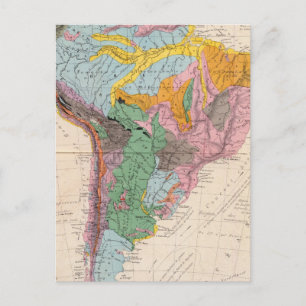 Cartão Postal Mapa físico da América do Sul