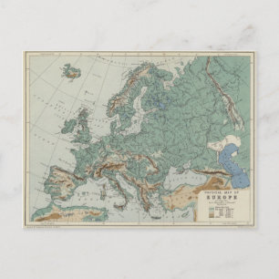 Cartão Postal Mapa físico da Europa