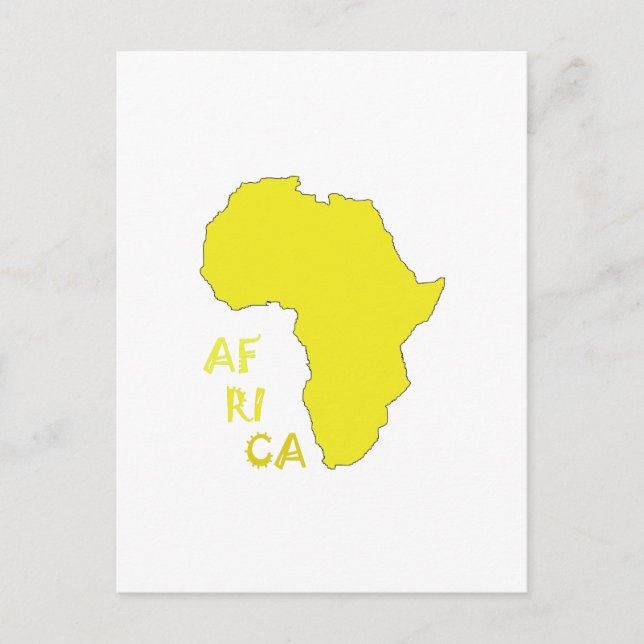 Cartão Postal Mapa Funky Yellow Africa (Frente)