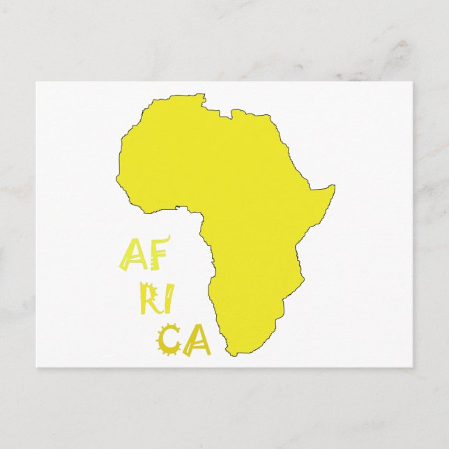 Cartão Postal Mapa Funky Yellow Africa (Frente)