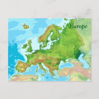 Cartão Postal Mapa geográfico da Europa
