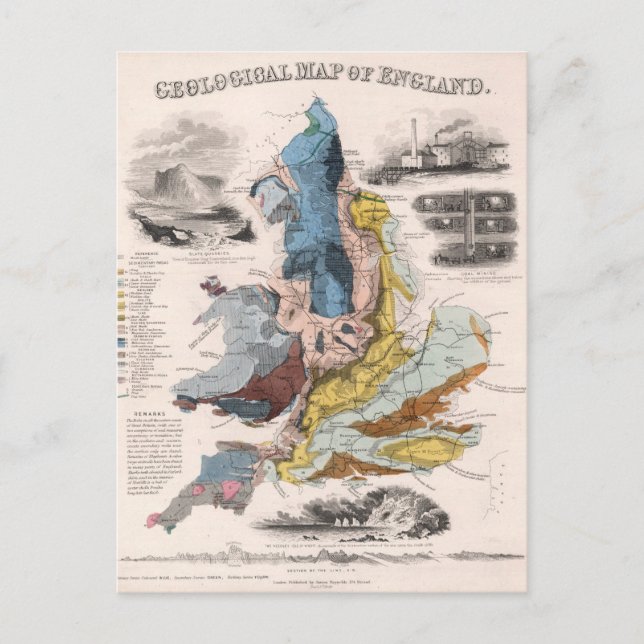 Cartão Postal Mapa Geológico da Inglaterra (Frente)