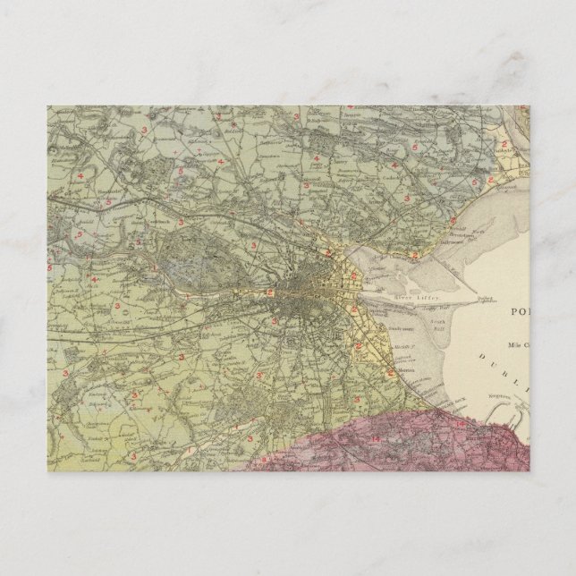 Cartão Postal Mapa geológico de Dublin (Frente)